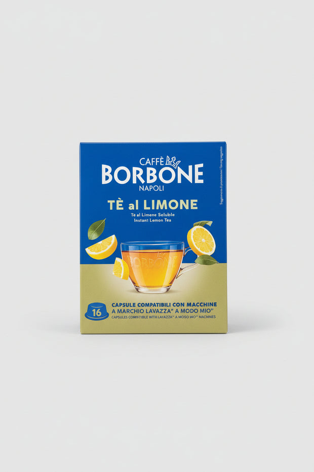 Borbone Lavazza A Modo Mio lemon-flavored coffee capsule from Capsule Caffè & Dolci, showcasing the bright yellow capsule for citrus-infused coffee.