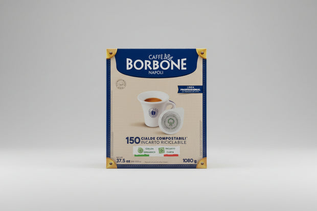 Pack of Borbone Cialda Dek 150 coffee capsules from Capsule Caffè & Dolci, showing individual coffee pods in the image.