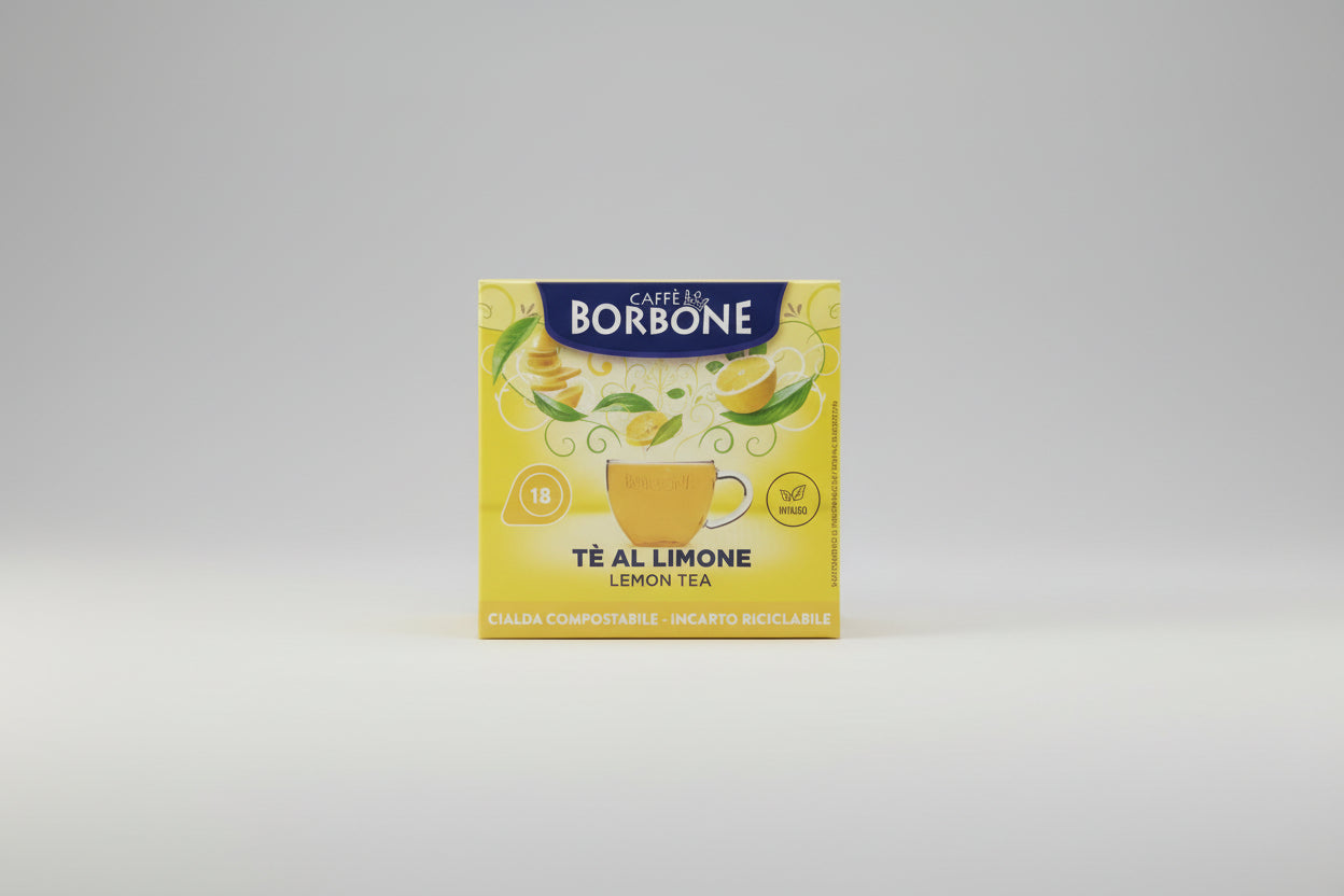 Borbone Cialda The al Limone capsule coffee for Capsule Caffè & Dolci, lemon-flavored coffee pod in packaging