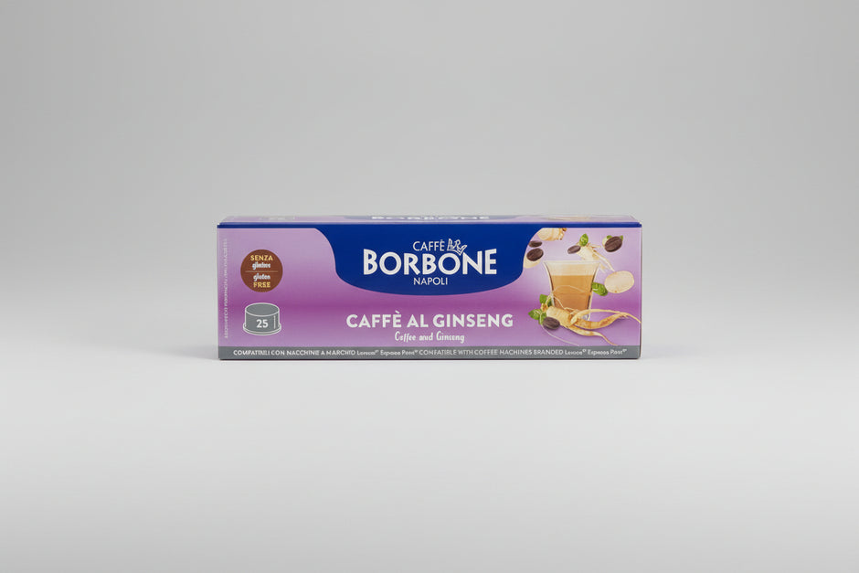 Borbone Lavazza Espresso Point Ginseng coffee capsules for espresso machines, featuring ginseng flavor from Capsule Caffè & Dolci