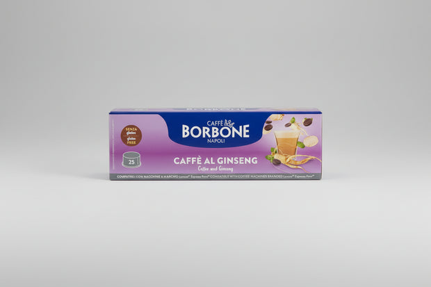 Borbone Lavazza Espresso Point Ginseng coffee capsules for espresso machines, featuring ginseng flavor from Capsule Caffè & Dolci