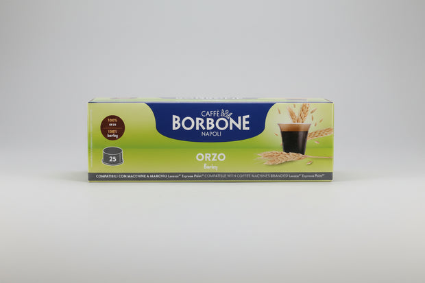 Borbone Lavazza Espresso Point Orzo coffee capsules by Capsule Caffè & Dolci, showing a row of brown capsules on a white background.