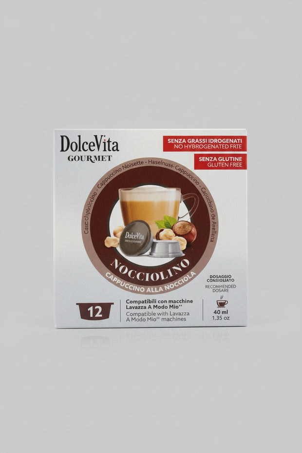 Lavazza DolceVita Nocciolino coffee capsule from Capsule Caffè & Dolci, showing the beige and brown capsule design.