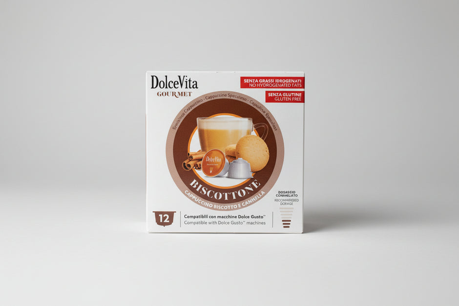 DolceVita Dolce Gusto Biscottone coffee capsule from Capsule Caffè & Dolci, showing the biscuit-flavored coffee pod.