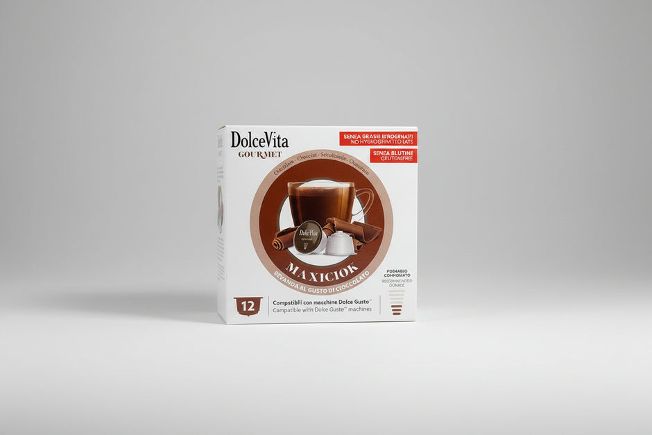 DolceVita Dolce Gusto MaxiCiock chocolate capsule for coffee machine, featuring rich, creamy chocolate drink in a colorful capsule.