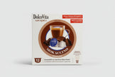 DolceVita Dolce Gusto Mokaccino capsule coffee pack with rich chocolate and coffee flavor in a sleek packaging.