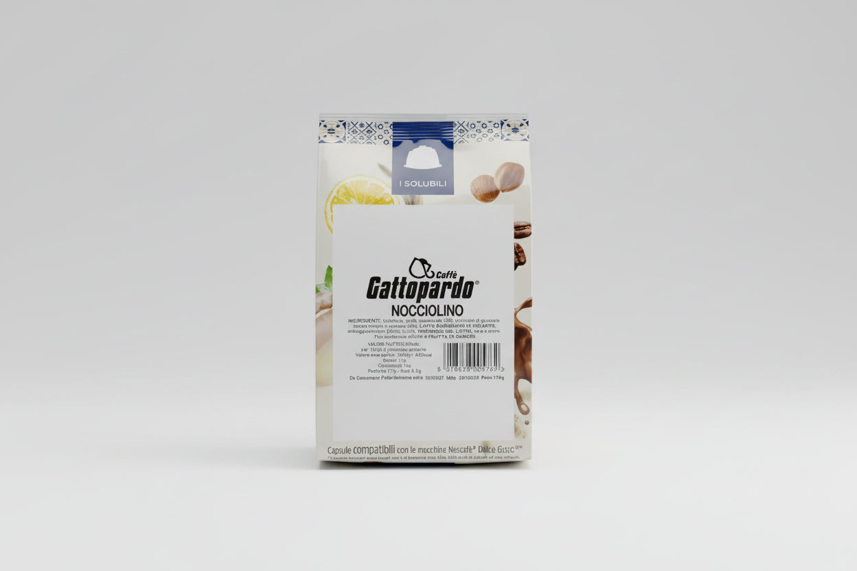 Gattopardo Dolce Gusto Nocciolino coffee capsule from Capsule Caffè & Dolci, showing the brown and beige packaging design.