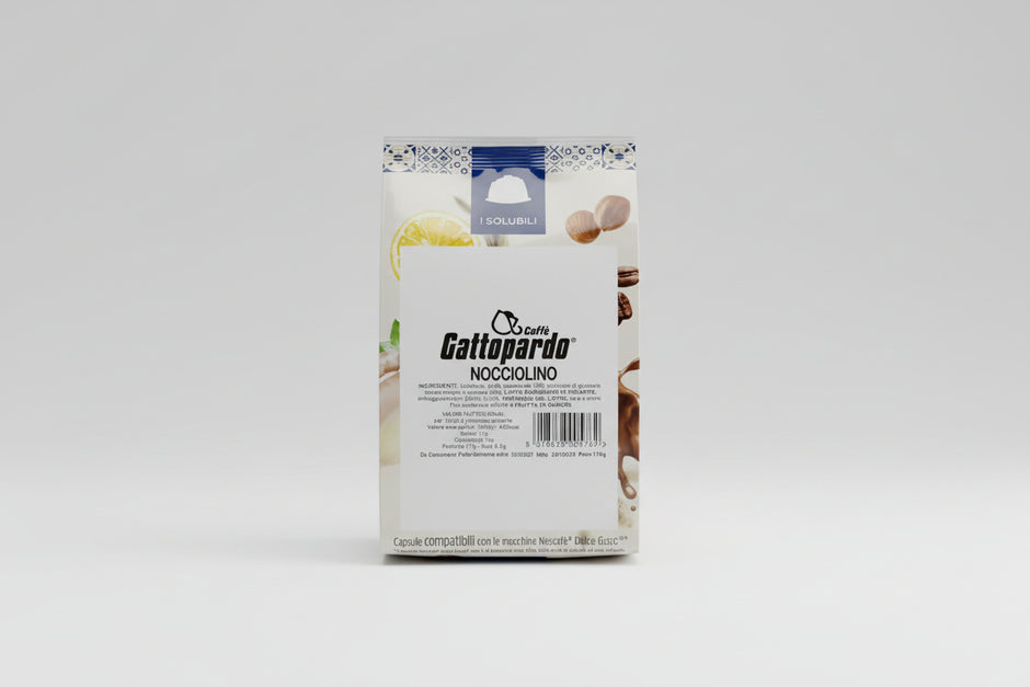 Gattopardo Dolce Gusto Nocciolino coffee capsule from Capsule Caffè & Dolci, showing the brown and beige packaging design.