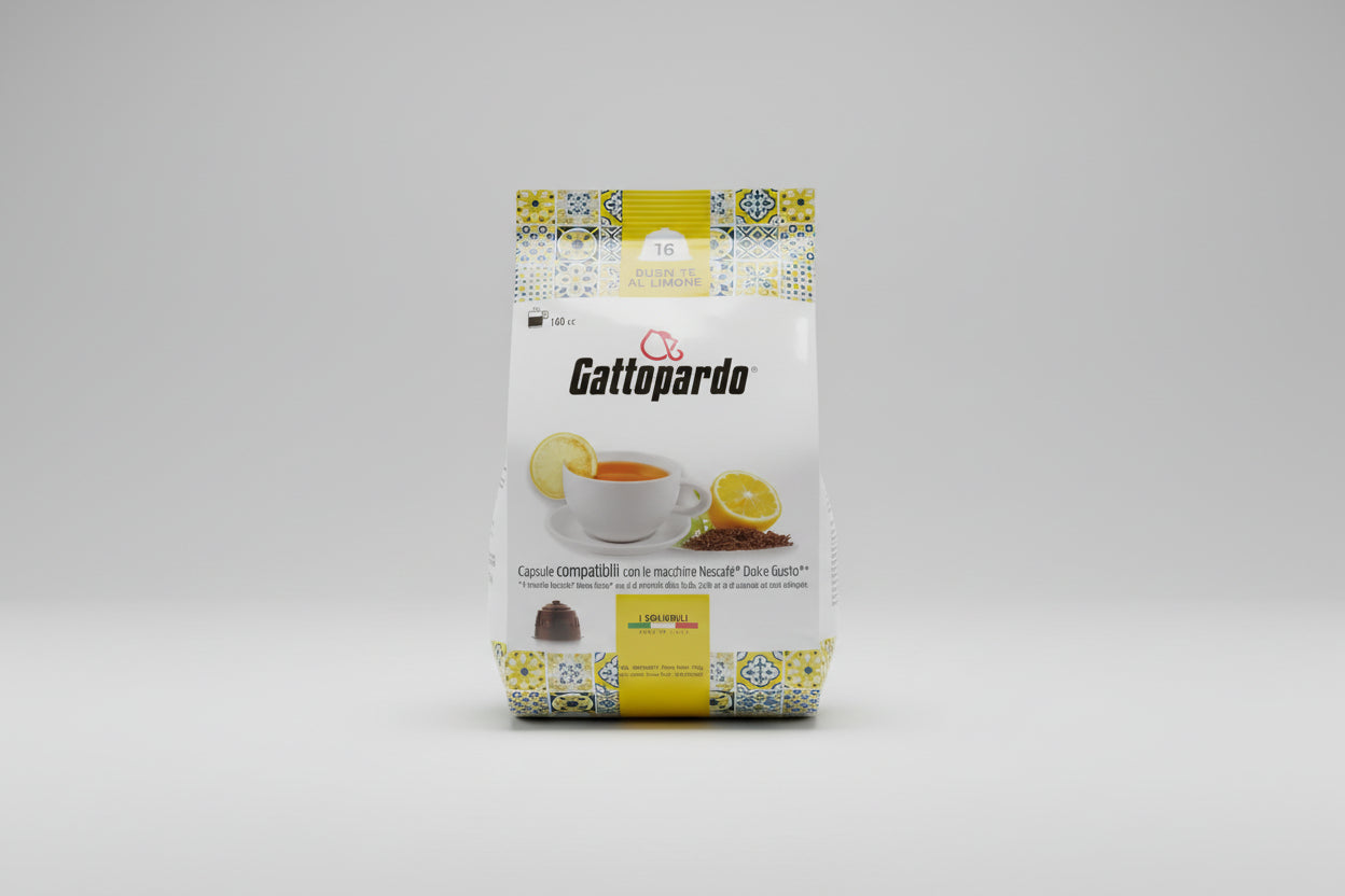 Capsule Caffè & Dolci Gattopardo Dolce Gusto The al Limone coffee capsule on a white background.