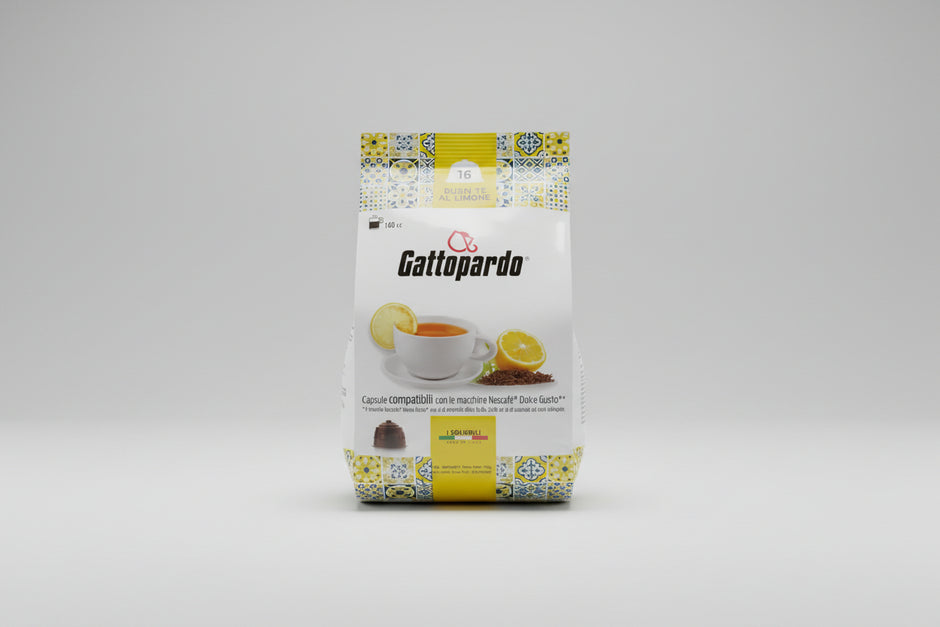 Capsule Caffè & Dolci Gattopardo Dolce Gusto The al Limone coffee capsule on a white background.