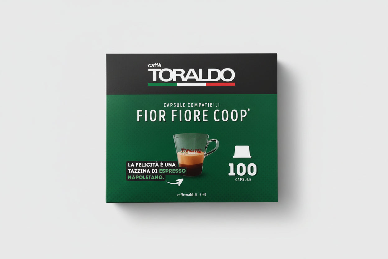 Toraldo Fior Fiore Classica 100 capsule coffee pack from Capsule Caffè & Dolci, featuring coffee capsules in a sleek package.