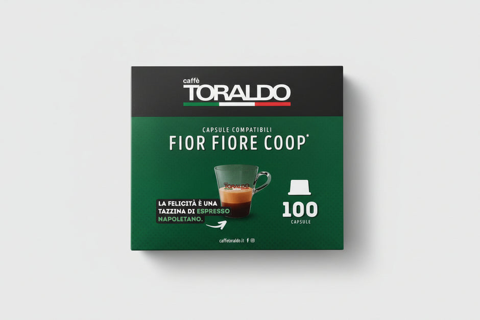 Toraldo Fior Fiore Classica 100 capsule coffee pack from Capsule Caffè & Dolci, featuring coffee capsules in a sleek package.