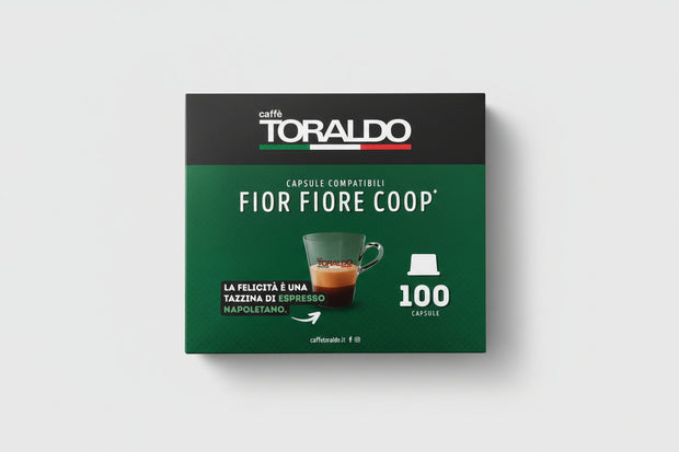 Toraldo Fior Fiore Classica 100 capsule coffee pack from Capsule Caffè & Dolci, featuring coffee capsules in a sleek package.